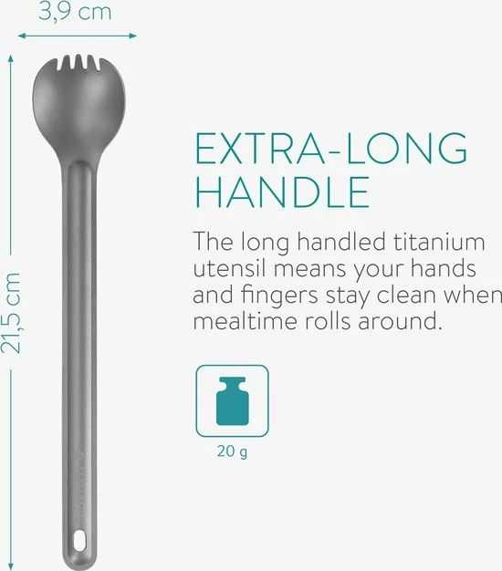 Navaris 2x Spork Met Extra Lange Handgreep - Set Van 2 - Campingbestek Van Titanium - Bestek Voor Onderweg - Lichtgewicht - Inclusief Bewaarzakje 6 Navaris 2x Spork Met Extra Lange Handgreep - Set Van 2 - Campingbestek Van Titanium - Bestek Voor Onderweg - Lichtgewicht - Inclusief Bewaarzakje - Afbeelding 6