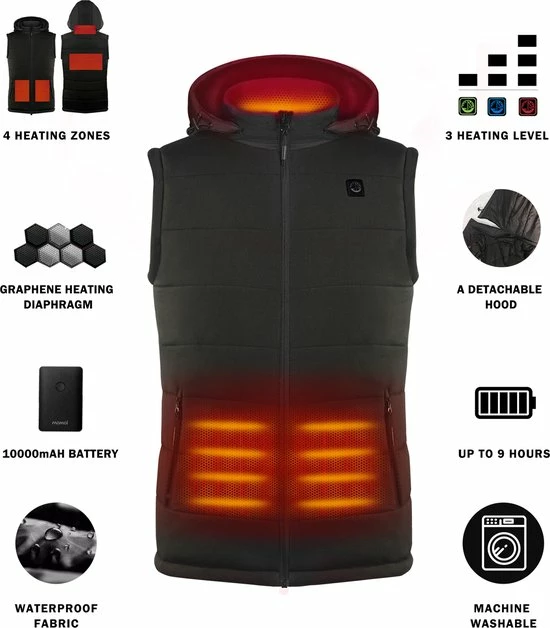 Sailwind Verwarmde Bodywarmer Heren Met Powerbank - Voor Fietsen/Motor/Ski/Kamperen/Vissen/Golf En Meer 5 Sailwind Verwarmde Bodywarmer Heren Met Powerbank - Voor Fietsen/Motor/Ski/Kamperen/Vissen/Golf En Meer - Afbeelding 5