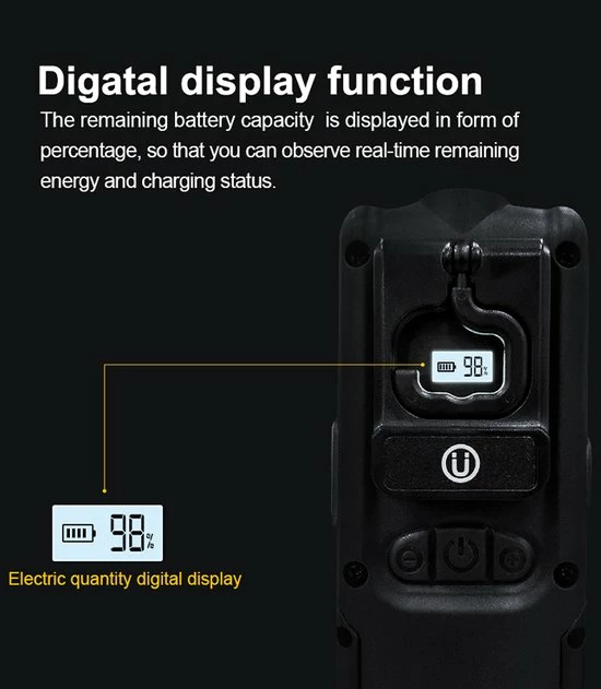 LED WhiteLabel Zaklamp Led - Oplaadbaar - Met Accu - Met Magneet - Met Powerbank - Digital Display - Tentlamp - 2.5W 4 LED WhiteLabel Zaklamp Led - Oplaadbaar - Met Accu - Met Magneet - Met Powerbank - Digital Display - Tentlamp - 2.5W - Afbeelding 4