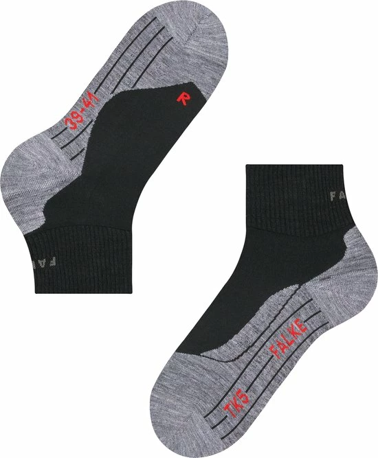 FALKE TK5 Wander Short Wandelsokken Kort Zacht Thermisch Anti-blaar Antizweet Zonder Motief Met Elastische Boord Admend Merinowol Zwart Heren Sportsokken - Maat 44-45 5 FALKE TK5 Wander Short Wandelsokken Kort Zacht Thermisch Anti-blaar Antizweet Zonder Motief Met Elastische Boord Admend Merinowol Zwart Heren Sportsokken - Maat 44-45 - Afbeelding 5