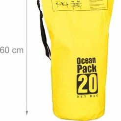 Merkloos Relaxdays Ocean Pack 20 Liter - Waterdichte Tas - Strandtas - Zeilen - Outdoor Plunjezak - Geel -Mushie  winkel 550x676