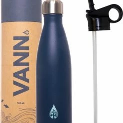 VANN Waterfles Met Rietje Tuit Drinkfles Theefles Volwassenen Drinktuit Sportfles 500ml Waterflessen - Duurzaam Cadeau - Blauw