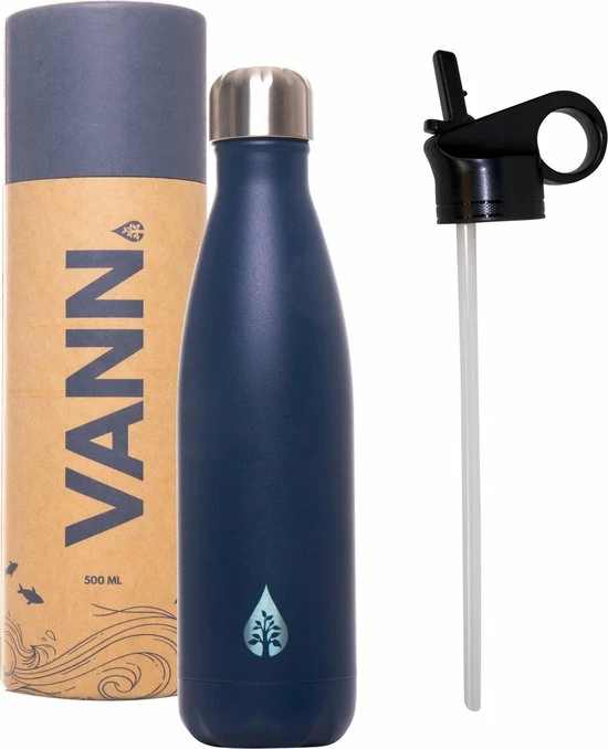 VANN Waterfles Met Rietje Tuit Drinkfles Theefles Volwassenen Drinktuit Sportfles 500ml Waterflessen - Duurzaam Cadeau - Blauw 1 VANN Waterfles Met Rietje Tuit Drinkfles Theefles Volwassenen Drinktuit Sportfles 500ml Waterflessen - Duurzaam Cadeau - Blauw