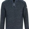 BJØRNSON THYMO Fijn Gebreide Pullover 4 Seizoenen Heren - Fleece Gevoerd - Trui Met Rits - Maat 4XL - Donkerblauw Melange