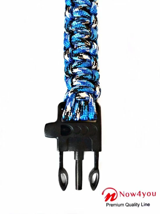 Now4you Paracord Survival Armband - Met Vuursteen - Blauw Camouflage 2 Now4you Paracord Survival Armband - Met Vuursteen - Blauw Camouflage - Afbeelding 2