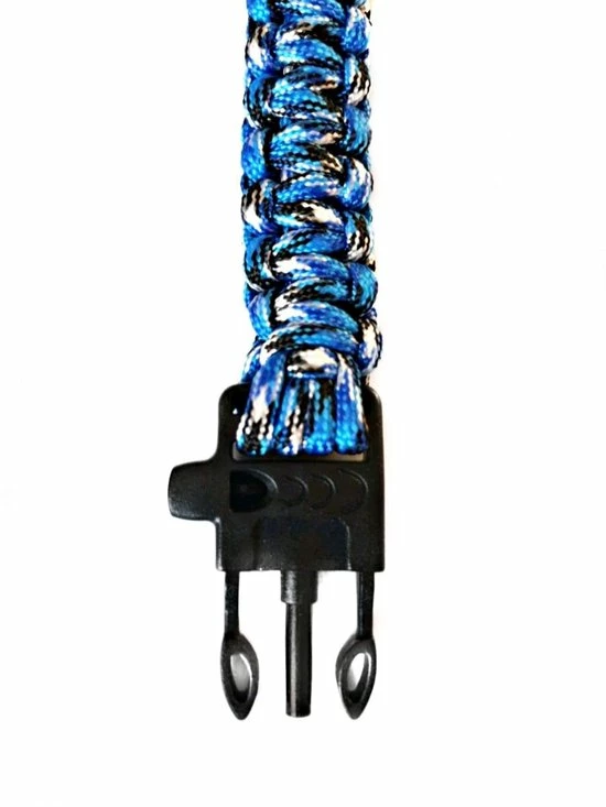Now4you Paracord Survival Armband - Met Vuursteen - Blauw Camouflage 4 Now4you Paracord Survival Armband - Met Vuursteen - Blauw Camouflage - Afbeelding 4
