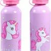 KliederZ Drinkfles 2 Stuks Unicorn Paars | Drinkflessen School Eenhoorn Aluminium Kinderen | 500ml DB03