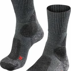 FALKE TK1 Adventure Wandelsokken Dikke Versterkte Thermische Sokken Zonder Patroon Met Sterke Wattering Lang En Warm Voor Wandelen Merinowol Grijs Dames Sportsokken - Maat 41-42