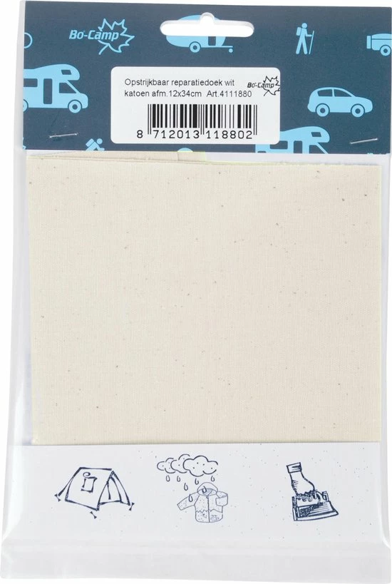 Bo-Camp - Reparatiedoek - Opstrijkbaar - Katoen - Wit 1 Bo-Camp - Reparatiedoek - Opstrijkbaar - Katoen - Wit