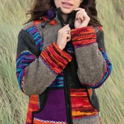 Pure Wool Damesvest WJK-1307 Mixed Patch Colours XL