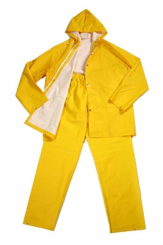 Merkloos Regenpak PVC-rayon Geel L 2 Merkloos Regenpak PVC-rayon Geel L - Afbeelding 2